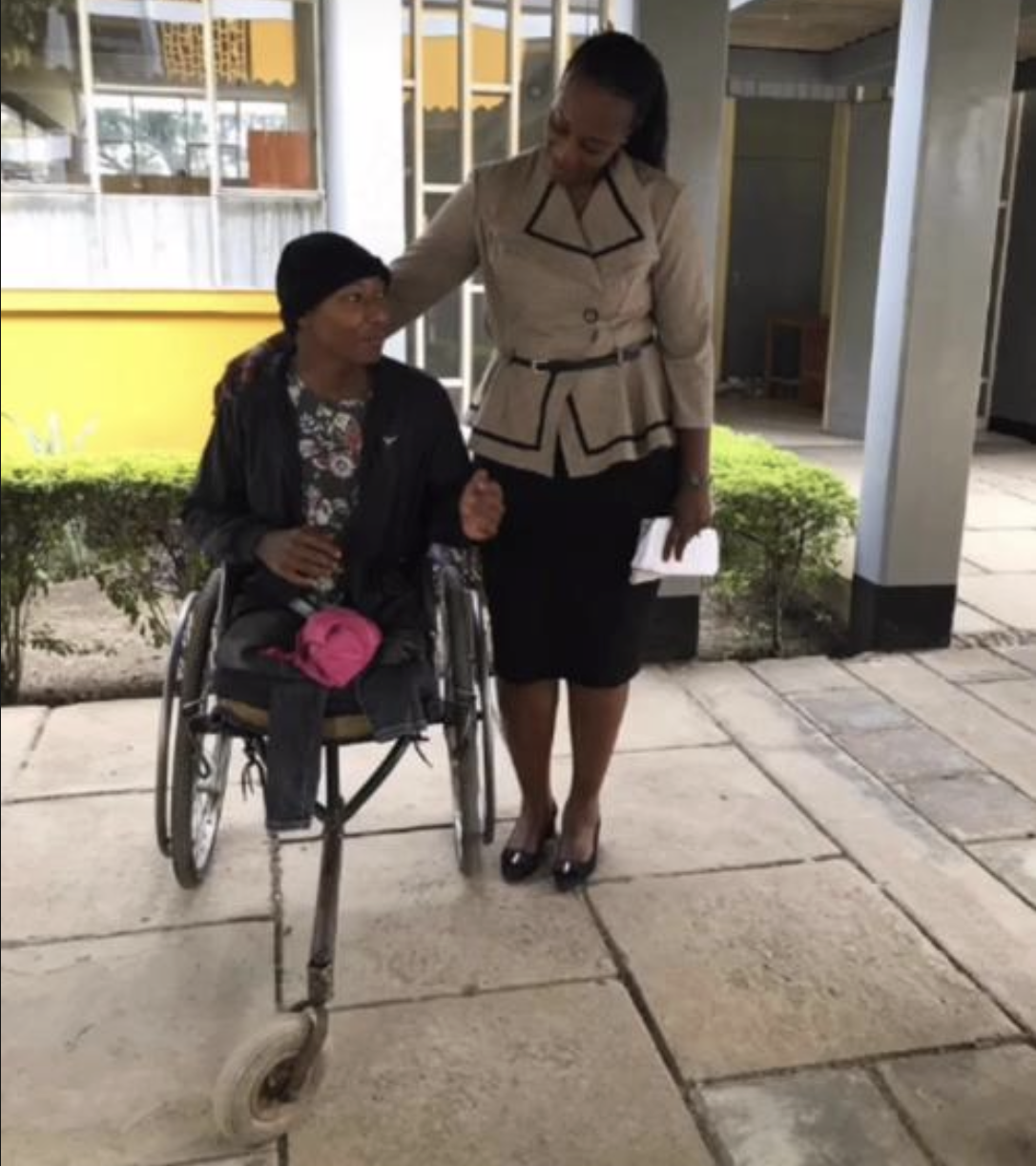 Mkurugenzi wa Soul and Mind Mwl. Adelina Ikonje akita na mwenye mahitaji maalum